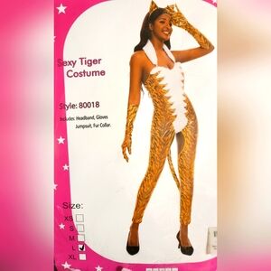NWT SUPER SEXY OPEN THIGH CUT OUT TIGER CUSTUME WOMEN LARGE